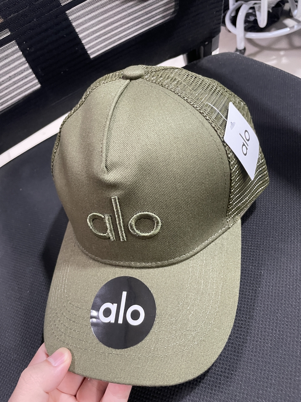 Alo Yoga Olive Green Trucker Hat Mesh Back Adjustable Snapback Cap New